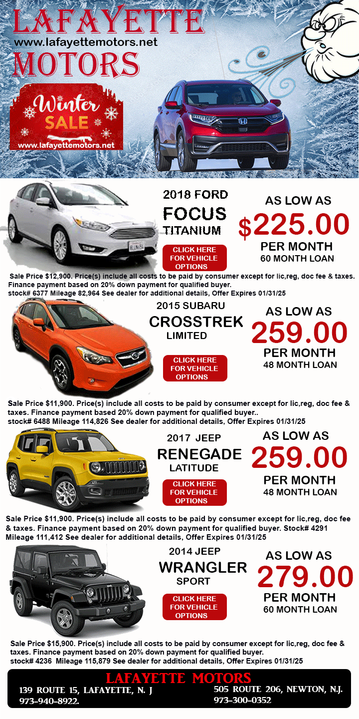 2025 Winter Specials